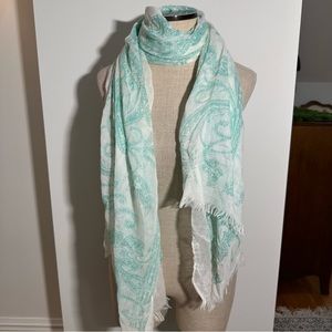Sea Foam Green and White Paisley Scarf